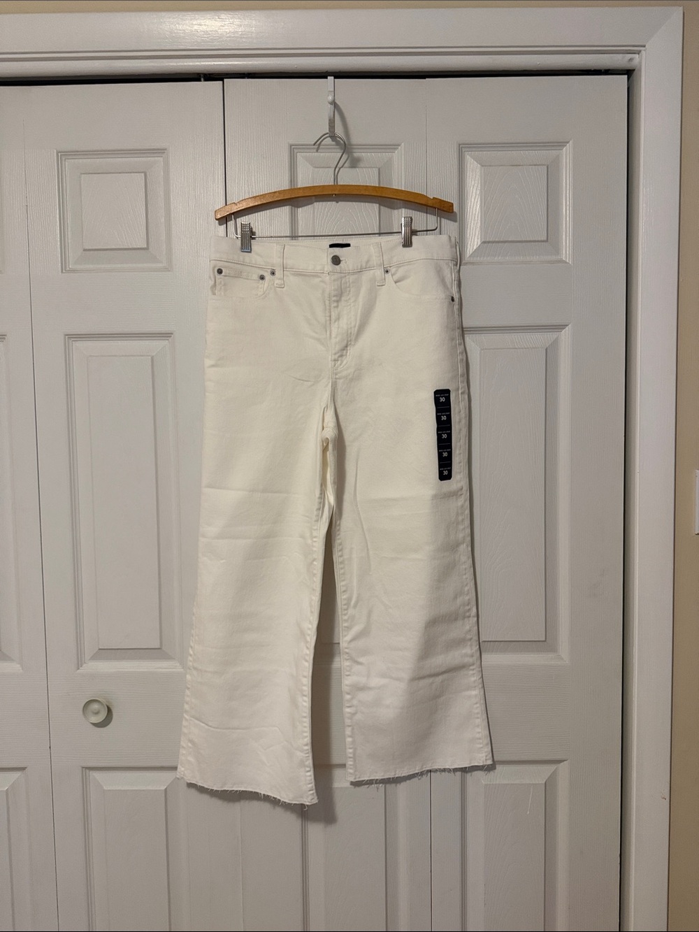 J. Crew Factory Cream Wide-Leg Cropped Jeans
